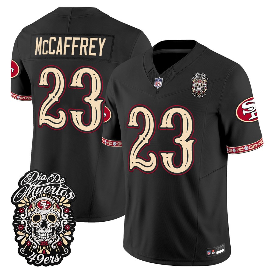 Men & Women & Youth San Francisco 49ers #23 Christian Mccaffrey Black Dia de los Muertos Vapor Limited Jersey - All Stitched