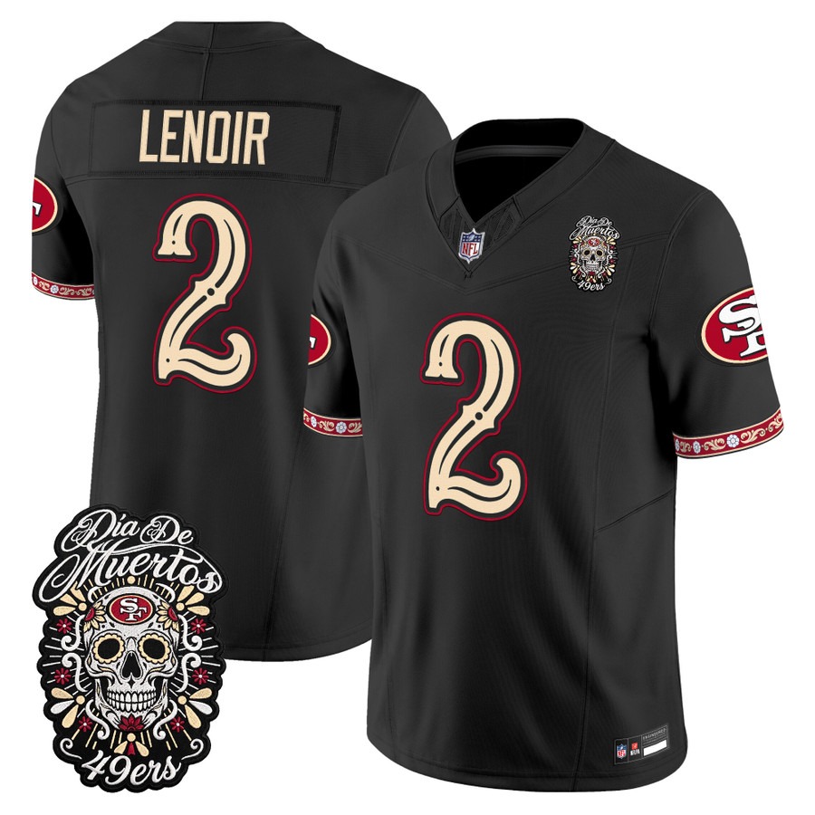Men & Women & Youth San Francisco 49ers #2 Deommodore Lenoir Black Dia de los Muertos Vapor Limited Jersey - All Stitched
