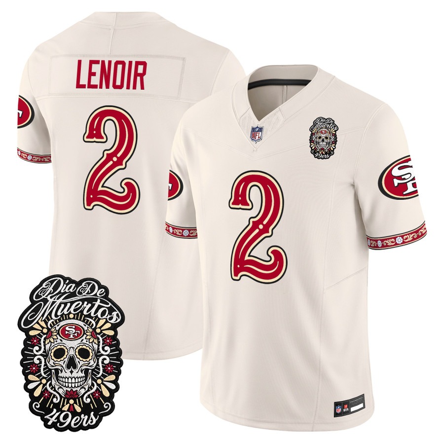 Men & Women & Youth San Francisco 49ers #2 Deommodore Lenoir Bone Dia de los Muertos Vapor Limited Jersey - All Stitched