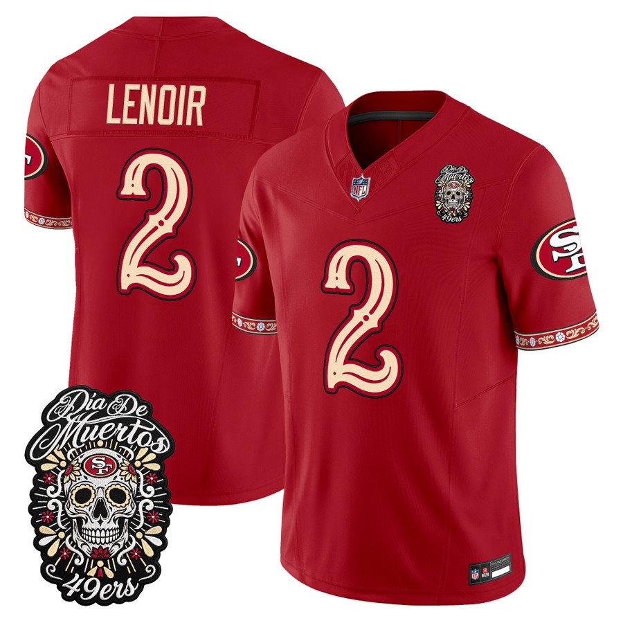 Men & Women & Youth San Francisco 49ers #2 Deommodore Lenoir Scarlet Dia de los Muertos Vapor Limited Jersey - All Stitched