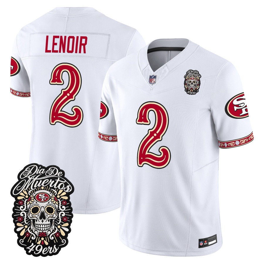 Men & Women & Youth San Francisco 49ers #2 Deommodore Lenoir White Dia de los Muertos Vapor Limited Jersey - All Stitched