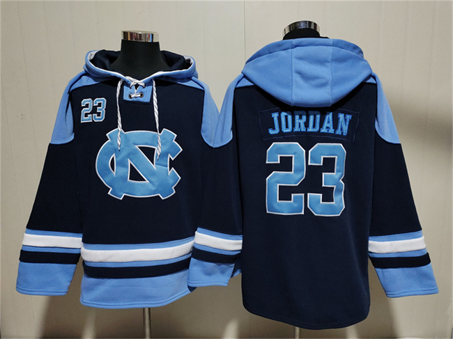Men's North Carolina Tar Heels #23 Michael Jordan Ageless Must-Have Lace-Up Pullover Hoodie