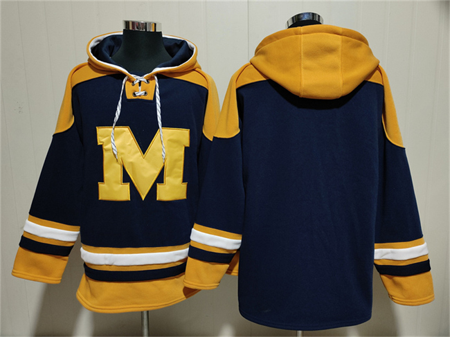 Men's Michigan Wolverines Blank Red Grey Ageless Must-Have Lace-Up Pullover Hoodie
