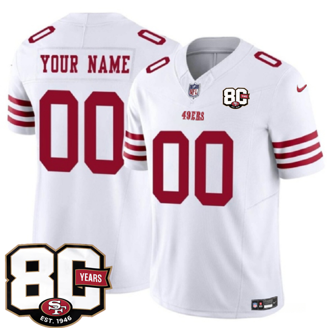 Toddlers San Francisco 49ers Active Player Custom White 80th Anniversary Patch 2026 F.U.S.E. Vapor Untouchable Limited Stitched Football Jersey