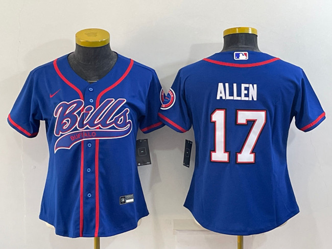 Women's Buffalo Bills Custom Royal With Patch Cool Base Stitched Baseball Jersey(Run Small)