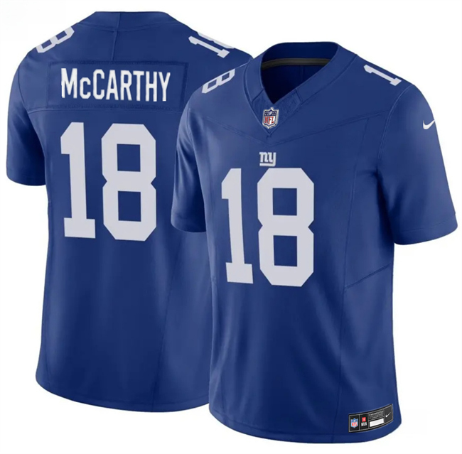 Men's New York Giants #18 J.J. McCarthy Blue 2026 F.U.S.E. Vapor Untouchable Limited Stitched Jersey