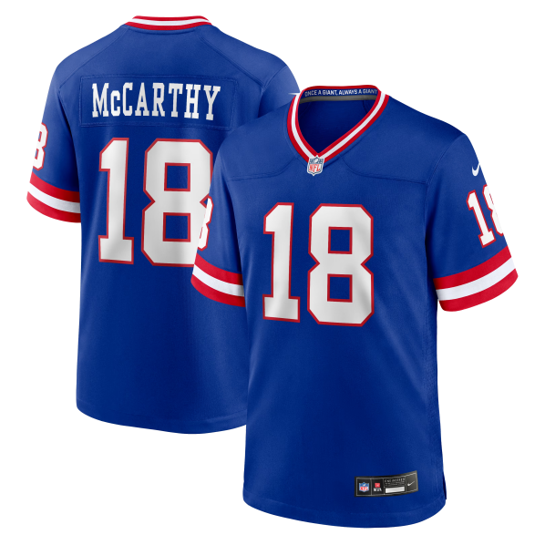Men's New York Giants #18 J.J. McCarthy Royal Alternate Legacy Game Stitched Jersey