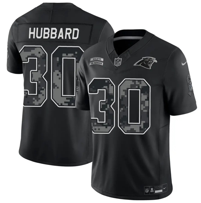 Men's Carolina Panthers #30 Chuba Hubbard Black F.U.S.E. 2026 Salute to Service Limited Stitched Football Jersey