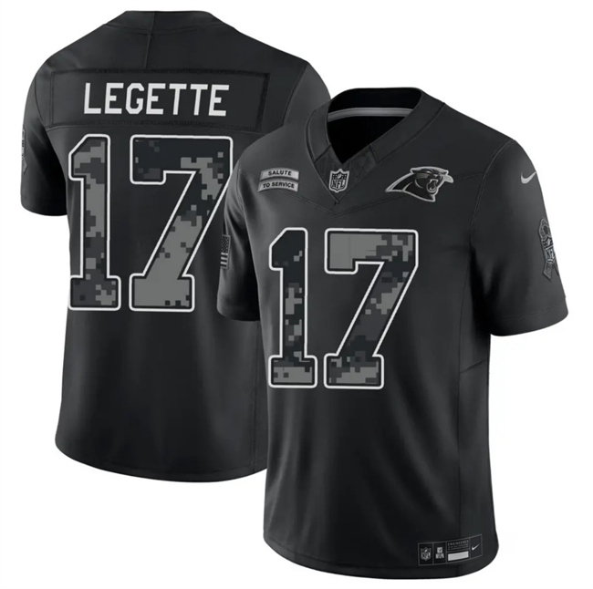 Men's Carolina Panthers #17 Xavier Legette Black F.U.S.E. 2026 Salute to Service Limited Stitched Football Jersey
