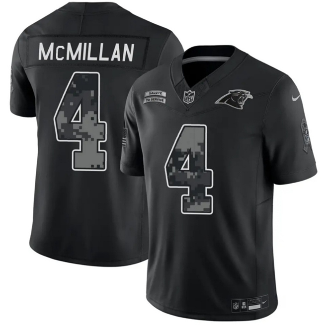 Men's Carolina Panthers #4 Tetairoa McMillan Black F.U.S.E. 2026 Salute to Service Limited Stitched Football Jersey