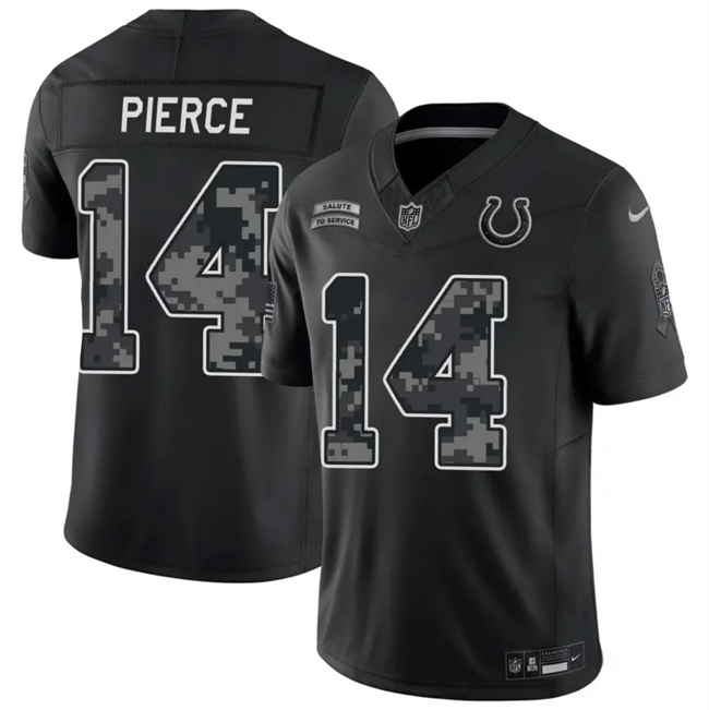 Men's Indianapolis Colts #14 Alec Pierce Black F.U.S.E. 2026 Salute to Service Limited Stitched Football Jersey