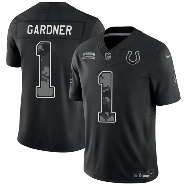 Men's Indianapolis Colts #1 Sauce Gardner Black F.U.S.E. 2026 Salute to Service Limited Stitched Football Jersey