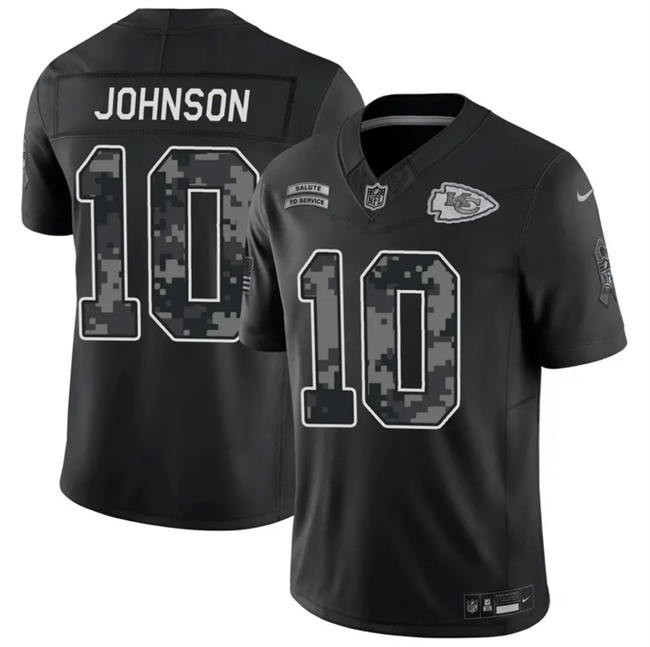 Men's Kansas City Chiefs #10 Emmett Johnson Black F.U.S.E. 2026 Salute to Service Limited Stitched Football Jersey
