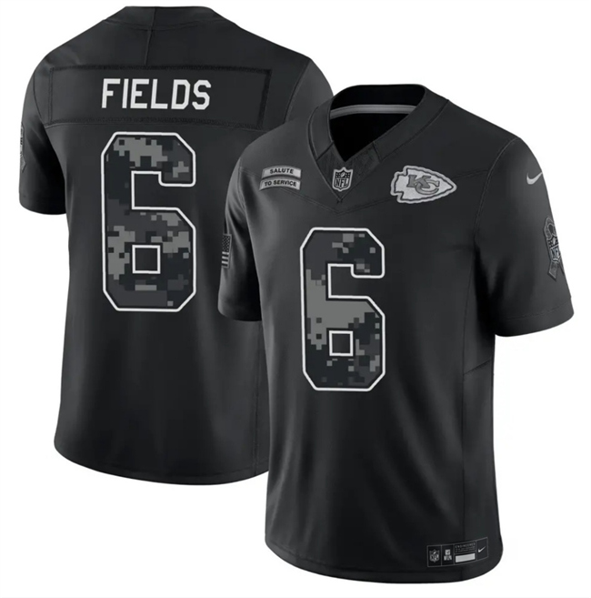 Men's Kansas City Chiefs #6 Justin Fields Black F.U.S.E. 2026 Salute to Service Limited Stitched Football Jersey