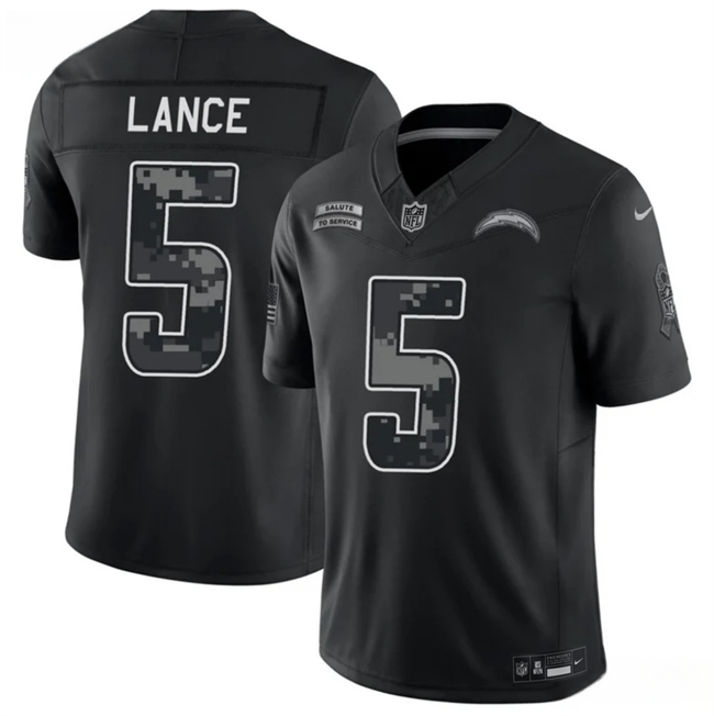 Men's Los Angeles Chargers #5 Trey Lance Black F.U.S.E. 2026 Salute to Service Limited Stitched Football Jersey