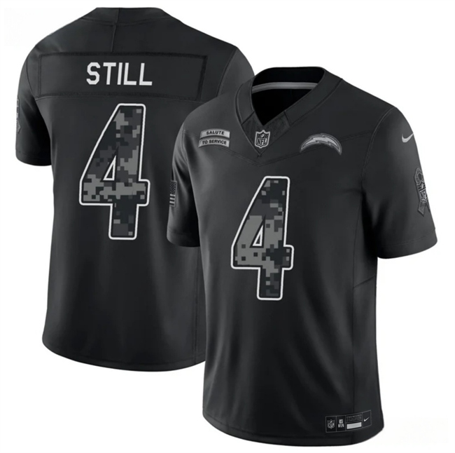 Men's Los Angeles Chargers #4 Tarheeb Still Black F.U.S.E. 2026 Salute to Service Limited Stitched Football Jersey