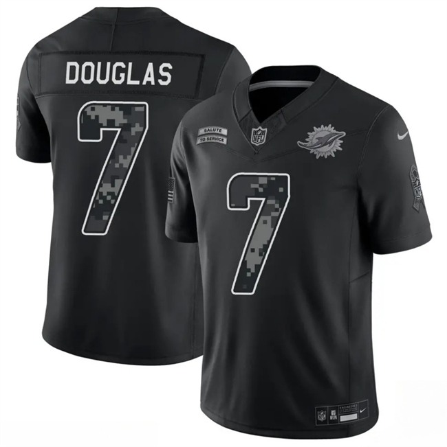 Men's Miami Dolphins #7 Caleb Douglas Black F.U.S.E. 2026 Salute to Service Limited Stitched Football Jersey