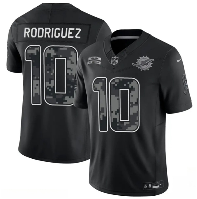 Men's Miami Dolphins #10 Jacob Rodriguez Black F.U.S.E. 2026 Salute to Service Limited Stitched Football Jersey
