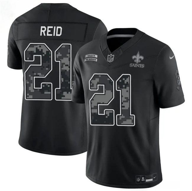 Men's New Orleans Saints #21 Justin Reid Black F.U.S.E. 2026 Salute to Service Limited Stitched Football Jersey