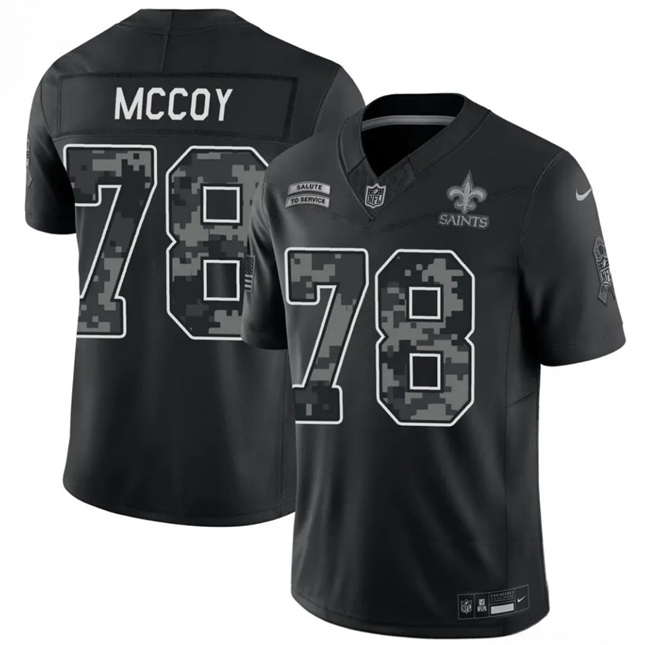 Men's New Orleans Saints #78 Erik McCoy Black F.U.S.E. 2026 Salute to Service Limited Stitched Football Jersey