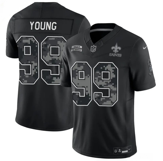 Men's New Orleans Saints #99 Chase Young Black F.U.S.E. 2026 Salute to Service Limited Stitched Football Jersey