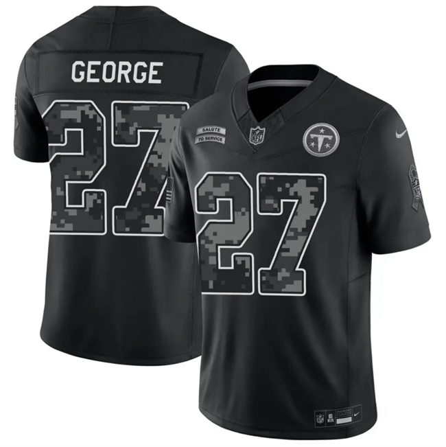 Men's Tennessee Titans #27 Eddie George Black F.U.S.E. 2026 Salute to Service Limited Stitched Football Jersey