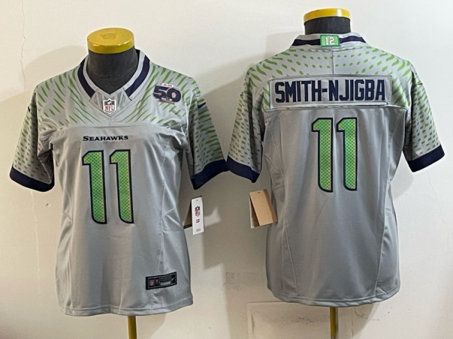 Youth Seattle Seahawks #11 Jaxon Smith-Njigba Grey Rivalries 50th 2025 F.U.S.E. Vapor Limited Football Stitched Jersey