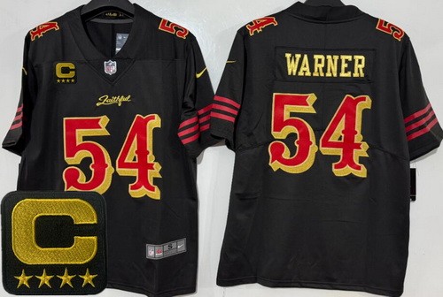 Men's San Francisco 49ers #54 Fred Warner Black Rivalries Captain Patch Vapor Limited Stitched Jersey