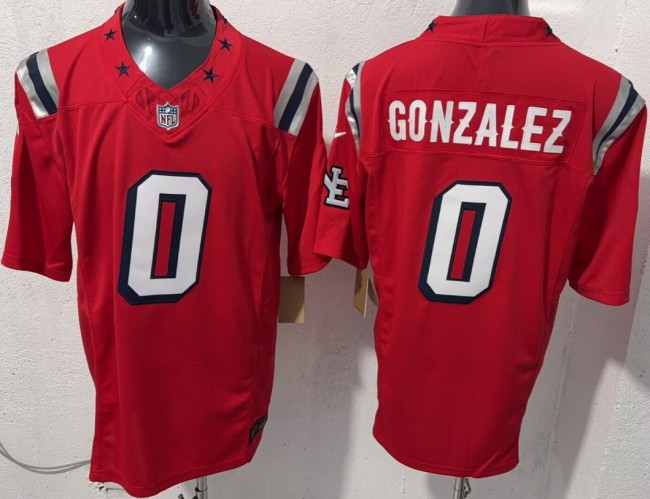 Men's New England Patriots #0 Christian Gonzalez Red Rivalries F.U.S.E. Vapor Limited Stitched Jersey