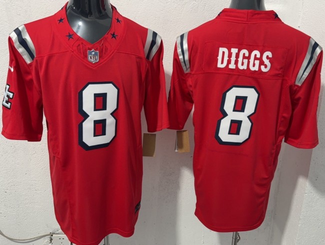 Men's New England Patriots #8 Stefon Diggs Red Rivalries F.U.S.E. Vapor Limited Stitched Jersey