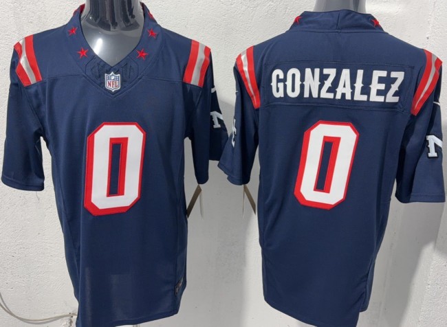 Men's New England Patriots #0 Christian Gonzalez Navy Rivalries F.U.S.E. Vapor Limited Stitched Jersey