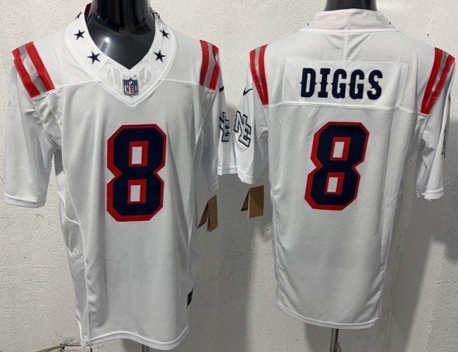 Men's New England Patriots #8 Stefon Diggs White Rivalries F.U.S.E. Vapor Limited Stitched Jersey