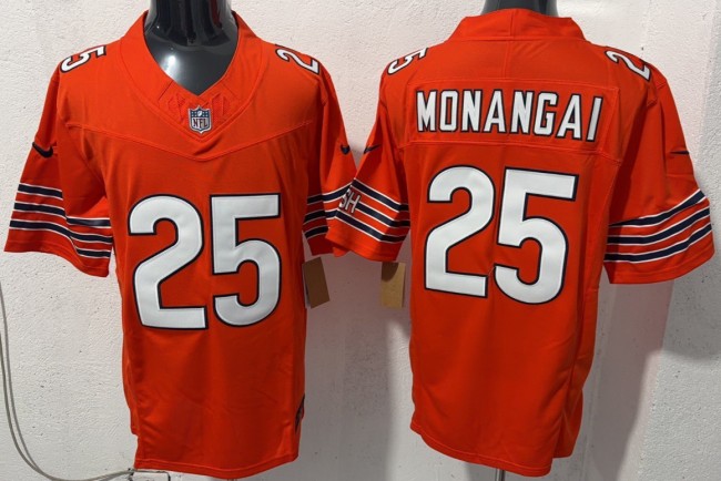 Men's Chicago Bears #25 Kyle Monangai Orange F.U.S.E. Vapor Limited Stitched Football Jersey