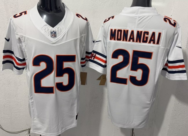 Men's Chicago Bears #25 Kyle Monangai White F.U.S.E. Vapor Limited Stitched Football Jersey