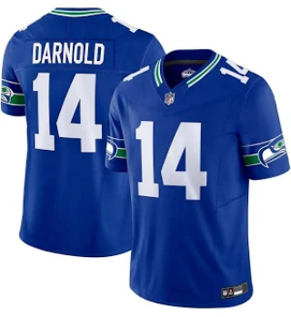 Men's Seattle Seahawks #14 Sam Darnold Royal Throwback F.U.S.E. Vapor Limited Stitched Jersey