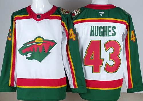 Men's Minnesota Wild #43 Quinn Hughes White Authentic Stitched Jersey