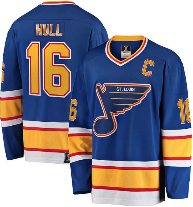 Men's St. Louis Blues #16 Brett Hull Blue Throwback Stitched Hockey Jersey
