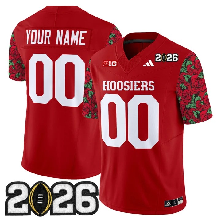 Men's Indiana Hoosiers Custom Crimson 2026 CFP Final Patch F.U.S.E. Vapor Limited Stitched Jersey - Rose Bowl Style