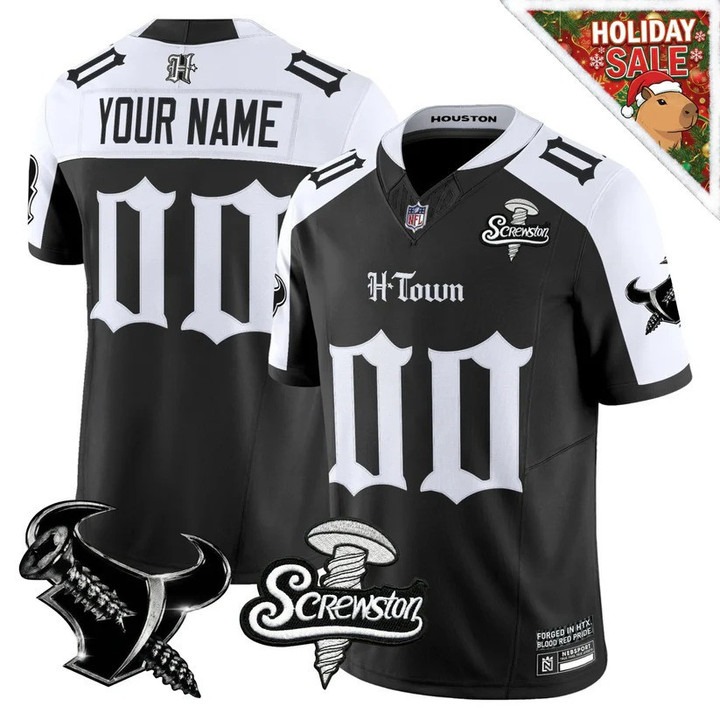 Men's Houston Texans Custom Black White 'Gothic Lone Star Shadows Edition' F.U.S.E. Vapor Limited Stitched Jersey