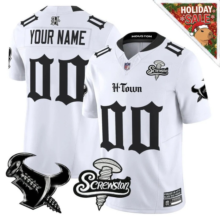 Men's Houston Texans Custom White 'Gothic Lone Star Shadows Edition' F.U.S.E. Vapor Limited Stitched Jersey