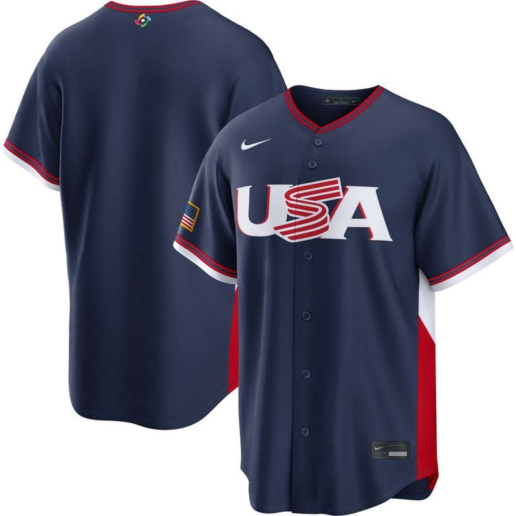 Men's Team USA Nike 2026 World Baseball Classic Stitched Jersey Navy White Red