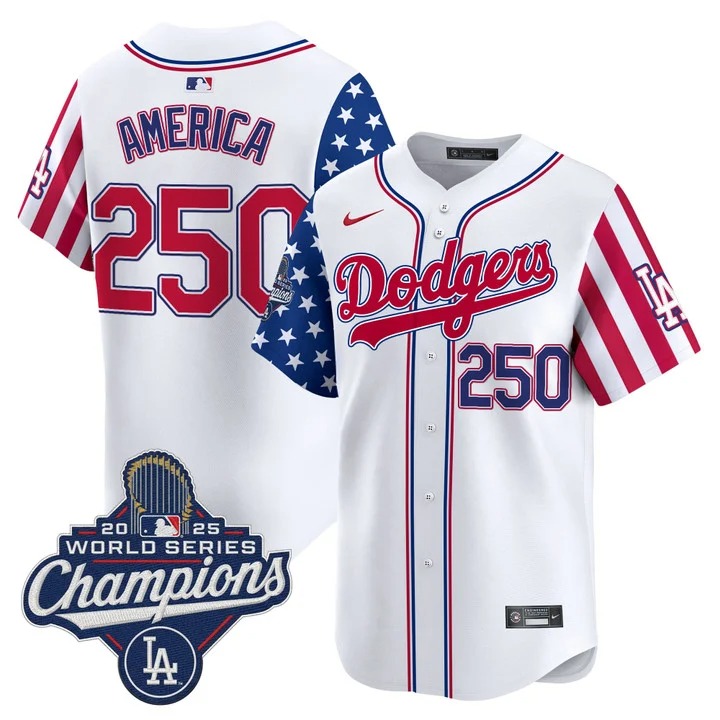Men's Los Angeles Dodgers #250 America White America 250 Edition 2025 WSP Vapor Limited Stitched Jersey