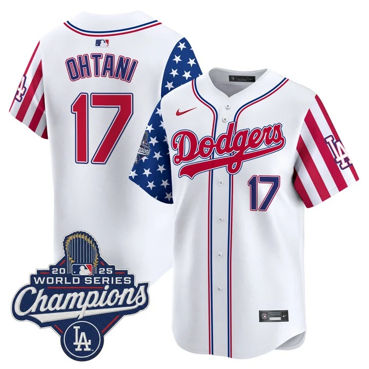 Men's Los Angeles Dodgers #17 Shohei Ohtani White America 250 Edition 2025 WSP Vapor Limited Stitched Jersey