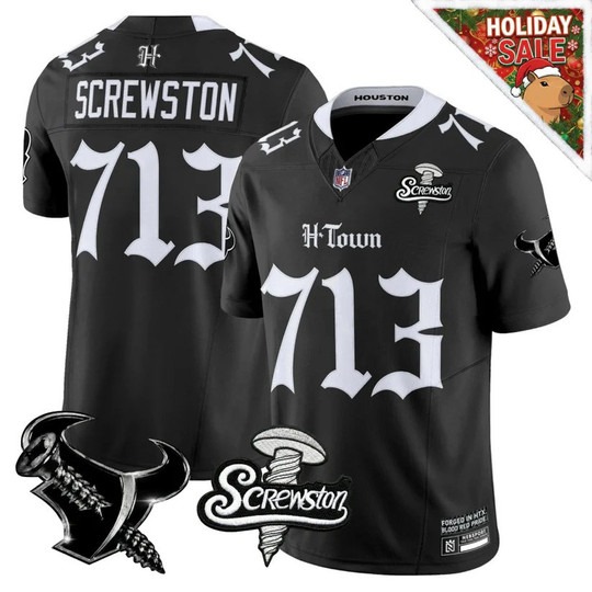 Men's Houston Texans #713 Screwston Black 'Gothic Lone Star Shadows Edition' F.U.S.E. Vapor Limited Stitched Jersey