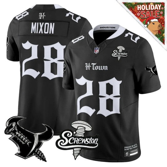 Men's Houston Texans #28 Joe Mixon Black 'Gothic Lone Star Shadows Edition' F.U.S.E. Vapor Limited Stitched Jersey