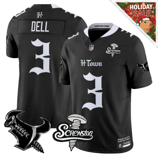 Men's Houston Texans #3 Tank Dell Black 'Gothic Lone Star Shadows Edition' F.U.S.E. Vapor Limited Stitched Jersey