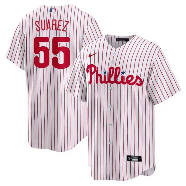 Men's Philadelphia Phillies #55 Ranger Suarez White Cool Base Jersey