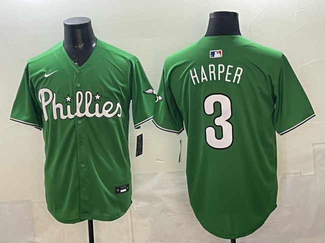 Men's Philadelphia Phillies #3 Bryce Harper Kelly Green Limited Stitched Jersey