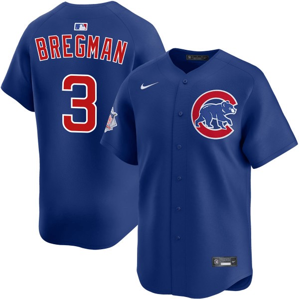 Men's Chicago Cubs #3 Alex Bregman Royal Alternate Limited Stitched Baseball Jersey