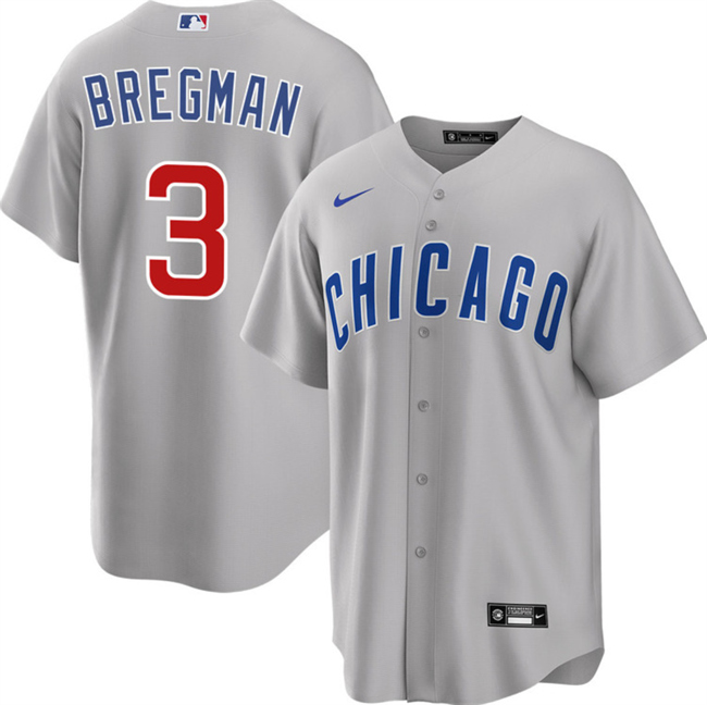 Men's Chicago Cubs #3 Alex Bregman Grey 2026 Cool Base Limited Stitched Baseball Jersey